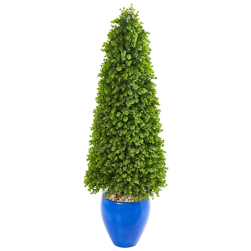 4.3ft. Eucalyptus Topiary Artificial Tree in Blue Planter