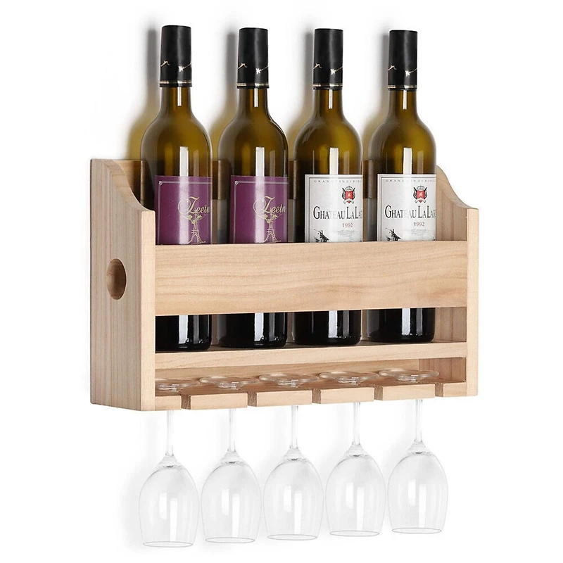 NEX™ Wall-Mounted Wine Rack with 5 Long Stem Glass Holder