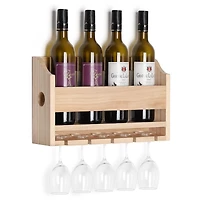 NEX™ Wall-Mounted Wine Rack with 5 Long Stem Glass Holder