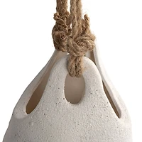 Hello Honey® 12.25" White Distressed Volcano Finish Stoneware Hanging Planter with Jute Rope Hanger