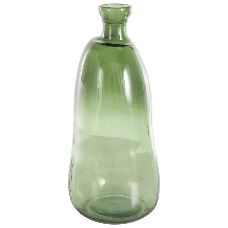 Green Recycled Glass Abstract Handmade Curved Ombre Spanish Bottle Vase