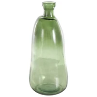 Green Recycled Glass Abstract Handmade Curved Ombre Spanish Bottle Vase