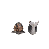 Distressed Black Whale Coastal Bookend Set