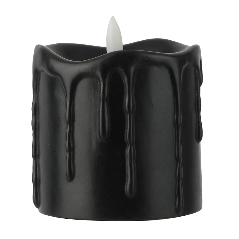 3" x 3" Black Dripping LED Wax Pillar Candle by Ashland®