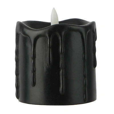 3" x 3" Black Dripping LED Wax Pillar Candle by Ashland®