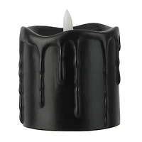 3" x 3" Black Dripping LED Wax Pillar Candle by Ashland®