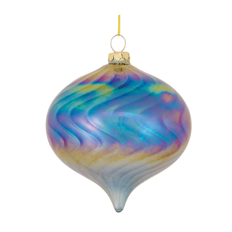 6ct. Iridescent Glass Swirl Ornaments