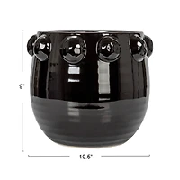 Hello Honey® 10.5" Black Raised Dots Terra Cotta Planter