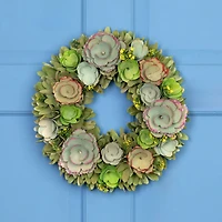 14" Wooden Spring Mini Flowers Artificial Wreath