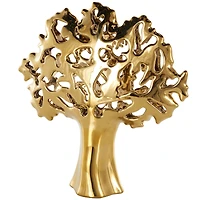15.5" Glossy Metallic Abstract Ceramic Tree Sculpture