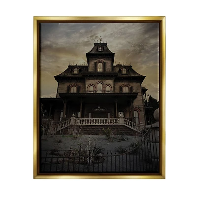 Stupell Industries Haunted House Landscape Framed Floater Canvas Wall Art