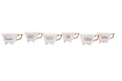 Hello Honey® White Stoneware Liquor Mugs with Gold Electroplating Set