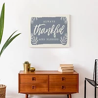 Always Thankful Blue Cream Canvas Wall Art