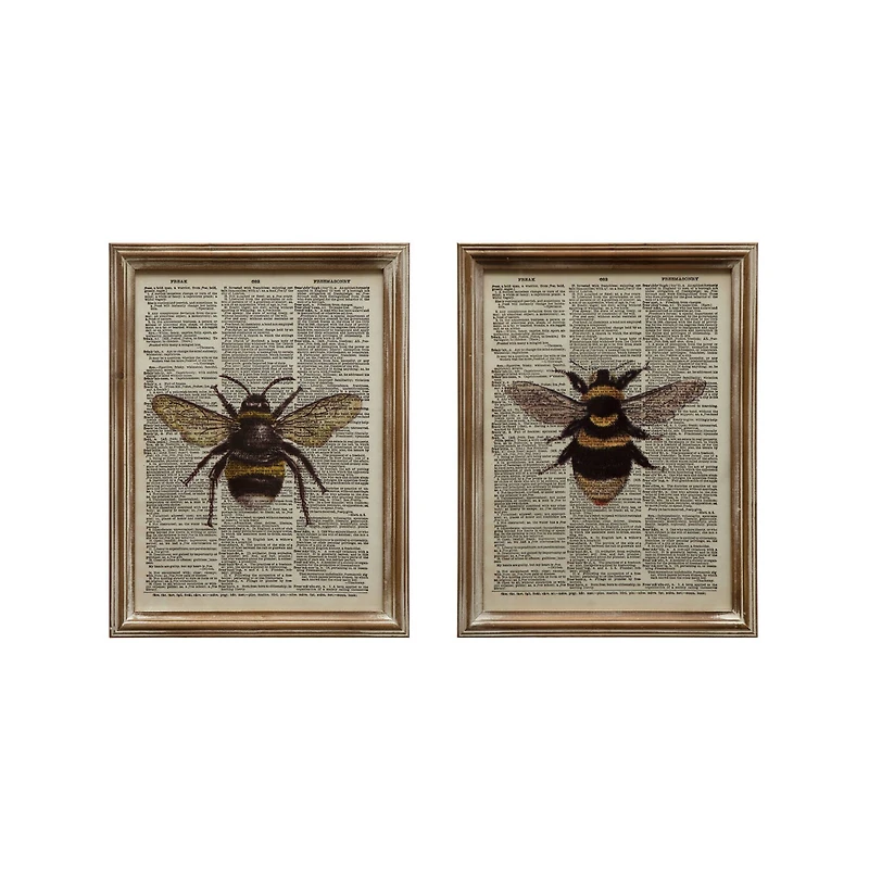 Hello Honey® Wood Framed Glass Bee Book Print Wall Décor Set