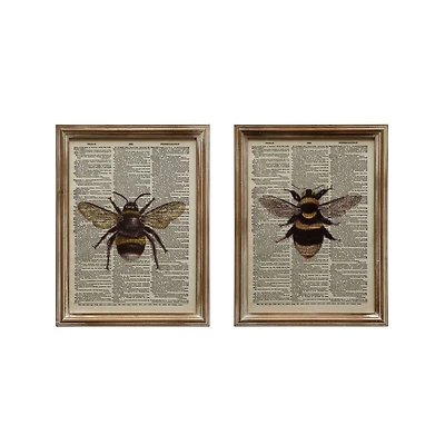 Hello Honey® Wood Framed Glass Bee Book Print Wall Décor Set
