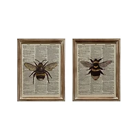 Hello Honey® Wood Framed Glass Bee Book Print Wall Décor Set