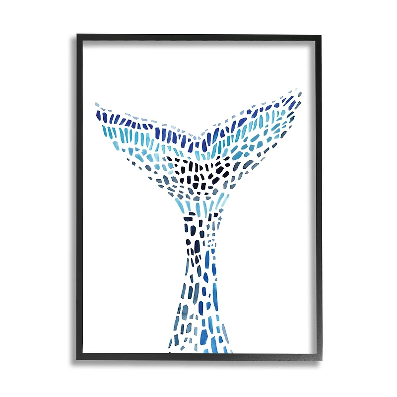 Stupell Industries Abstract Nautical Fin Blue Geometric Block Pattern in Frame Wall Art