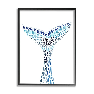 Stupell Industries Abstract Nautical Fin Blue Geometric Block Pattern in Frame Wall Art