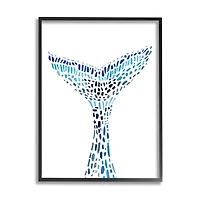 Stupell Industries Abstract Nautical Fin Blue Geometric Block Pattern in Frame Wall Art