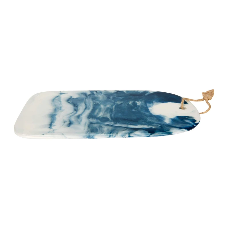 Hello Honey® 13.5" Blue & White Ceramic Cutting Board with Marble Glaze Finish