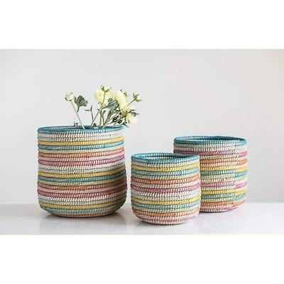 Hello Honey® Handwoven Multicolor Grass Baskets Set