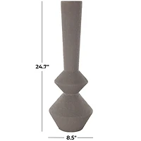 24.75" Dark Gray Metal Art Deco Fluted Decorative Vase