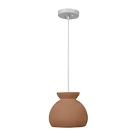 Hello Honey® Sienna Matte Terra Cotta Boho Ceramic Ceiling Light with White Fabric Cord