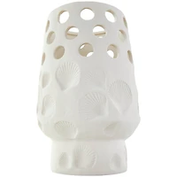 10" White Ceramic Shell Vase with Circular Cutouts