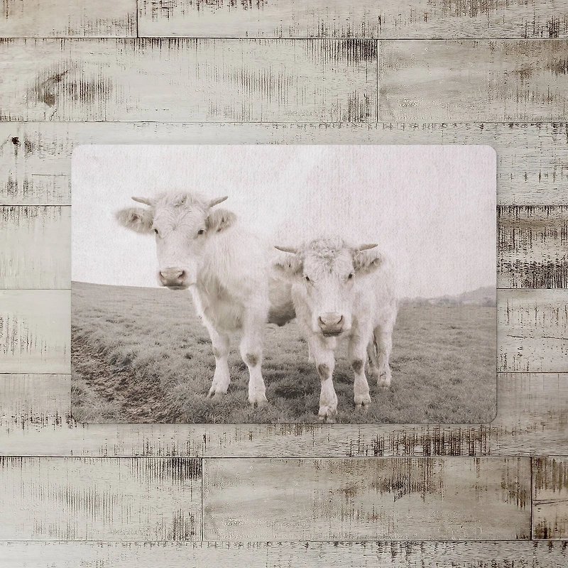 18" x 27" Whitewashed Cow Photograph Floor Mat