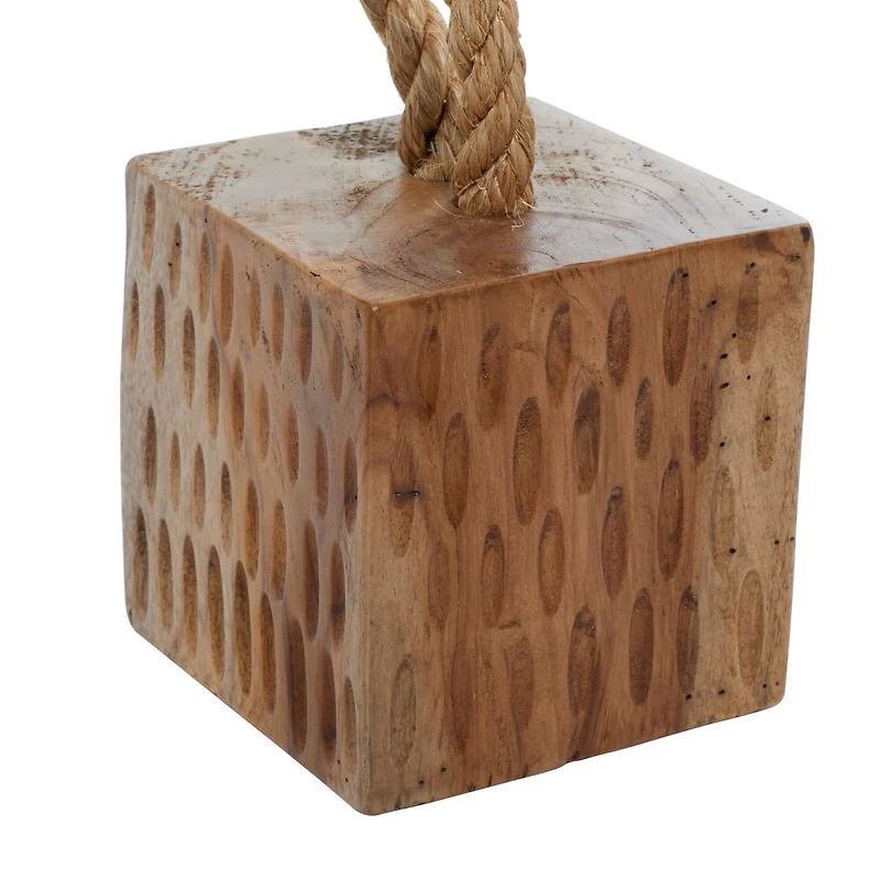 Set of 2 Brown Teak Wood Coastal Sculpture 5", 10"