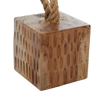 Set of 2 Brown Teak Wood Coastal Sculpture 5", 10"