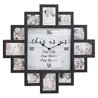Black Farmhouse Shabby-Chic "This Is Us" Picture Frame Wall Collage Clock