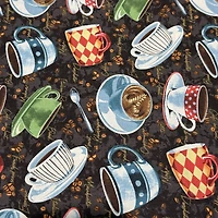 Feldman Brown Coffee Mug Toss Cotton Fabric