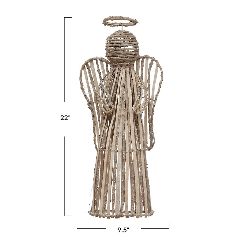 Hello Honey® 22" White Washed Handwoven Rattan Decorative Angel