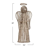 Hello Honey® 22" White Washed Handwoven Rattan Decorative Angel