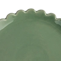 Hello Honey® 8" Blue, Green & Cream Round Stoneware Plate with Scalloped Edge Set