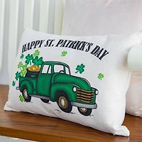 Glitzhome® 18" Faux Burlap Happy St. Patrick's Day Truck Pillow