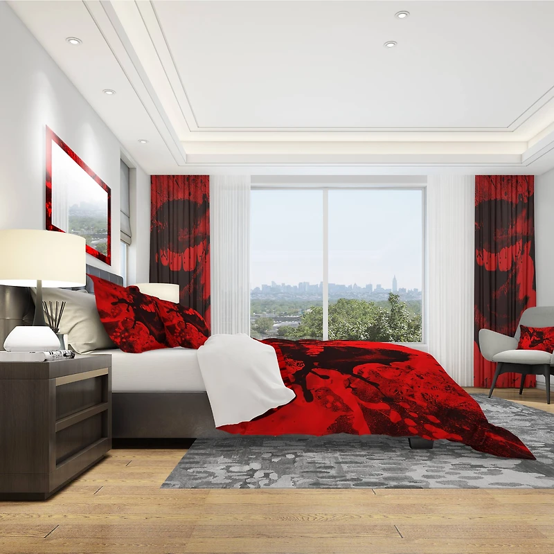 Designart 'Speak Out Red Lips' Modern & Contemporary Bedding Set