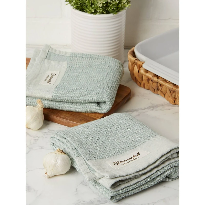 DII® Jadeite Washed Waffle Woven Dishtowels, 2ct.