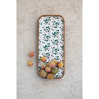 Hello Honey® 12" Strawberry Floral Pattern Enameled Acacia Wood Tray