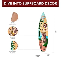 American Art Decor Aloha Hawaii Surfboard Plague Wall Sign - 15" x 59.625"