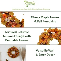 30" Autumn Pumpkin & Maple Leaf Fall Wreath