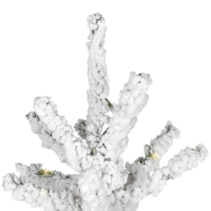 7.5ft. Pre-Lit Medium IPT Artificial Flocked Garden Christmas Tree, Warm White LED Lights