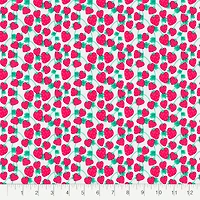 Fabric Editions White Spring Garden Berry Cotton Fabric