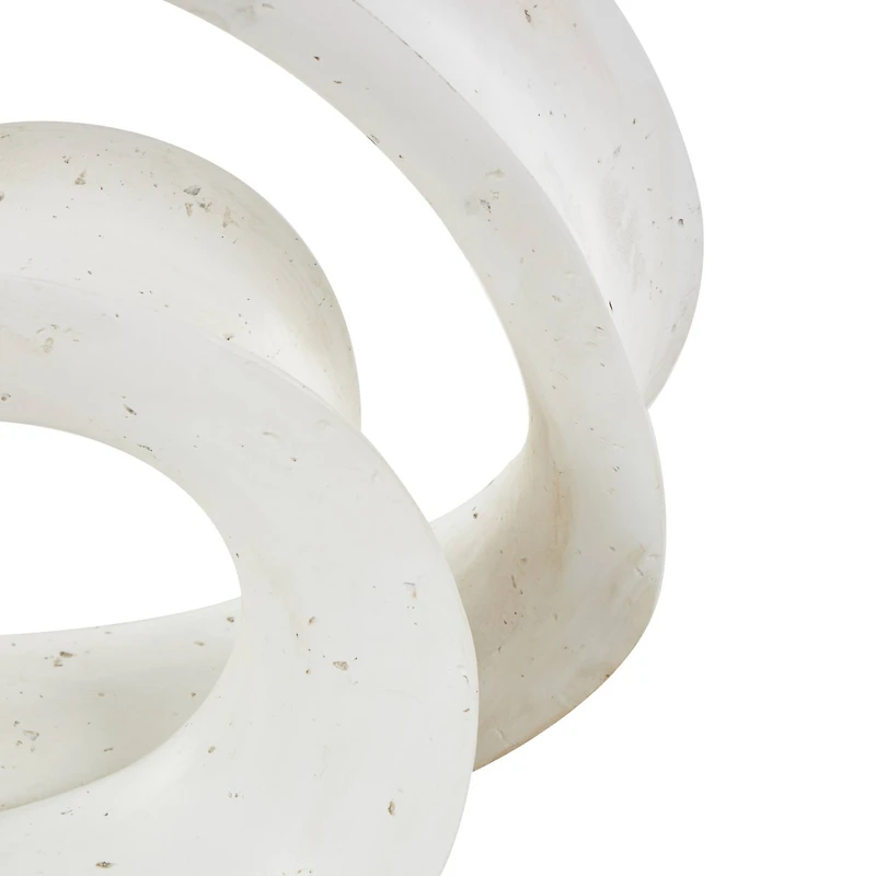 19.75" White Abstract Wavy Shaped Decorative Sculpture with Cutouts & Speckled Texturing