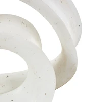 19.75" White Abstract Wavy Shaped Decorative Sculpture with Cutouts & Speckled Texturing