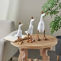 White Bamboo Wood Duck Sculpture Set, 3ct.