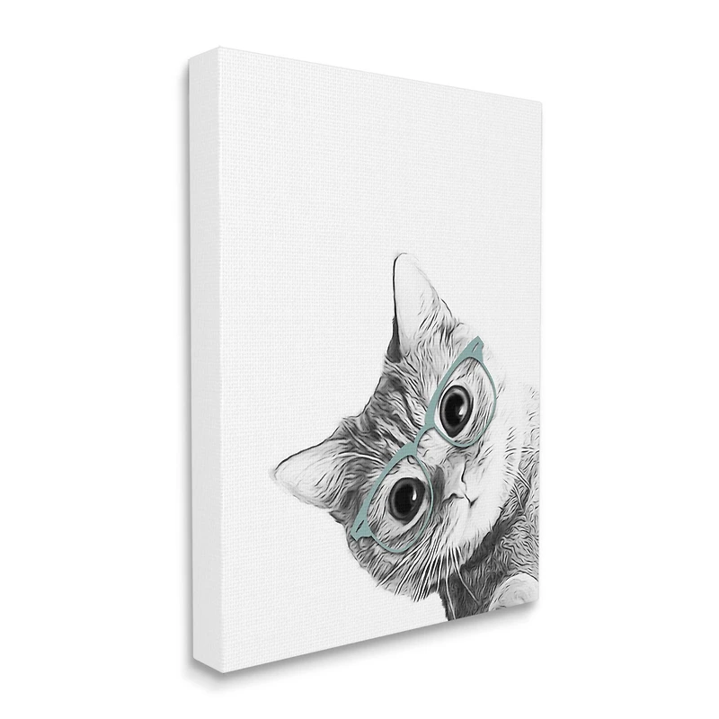Stupell Industries Baby Kitten Peeking Glasses Portrait Canvas Wall Art