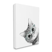 Stupell Industries Baby Kitten Peeking Glasses Portrait Canvas Wall Art