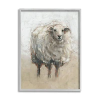 Stupell Industries Fluffy Sheep Farm Animal Beige Tan Painting Framed Wall Art